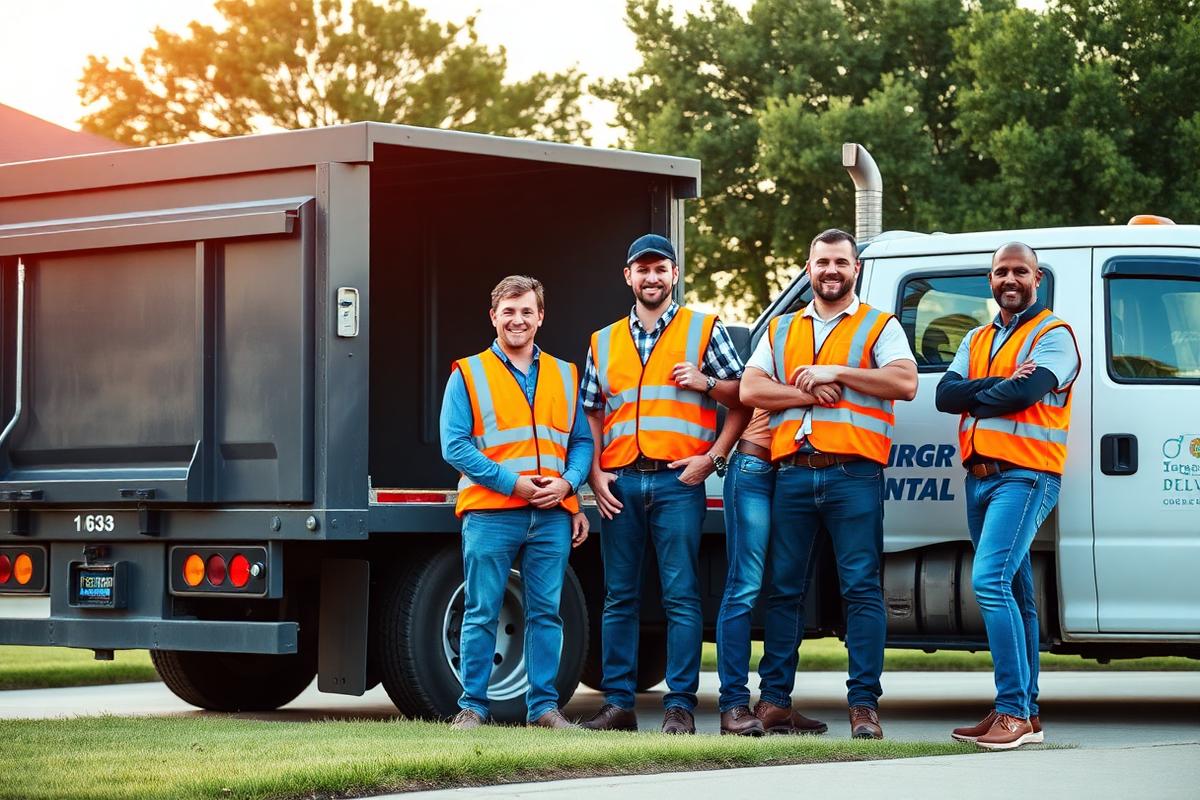 Randallivo Co. team beside dumpster delivery truck